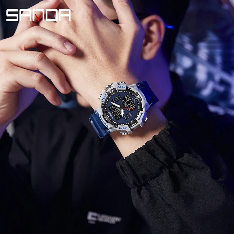 SANDA 6176 Sports Waterproof Electronic Quartz Mens Wristwatches G