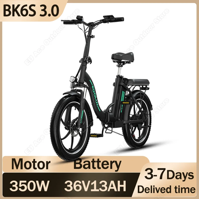 KOOLUX BK6S 3.0 Bici Elettrica Pieghevole 350W Motore 36V13AH Batteria Al Litio Bicicletta Elettrica Per Adulti 20*3 Pollici Pneumatico Freno A Disco E-bike