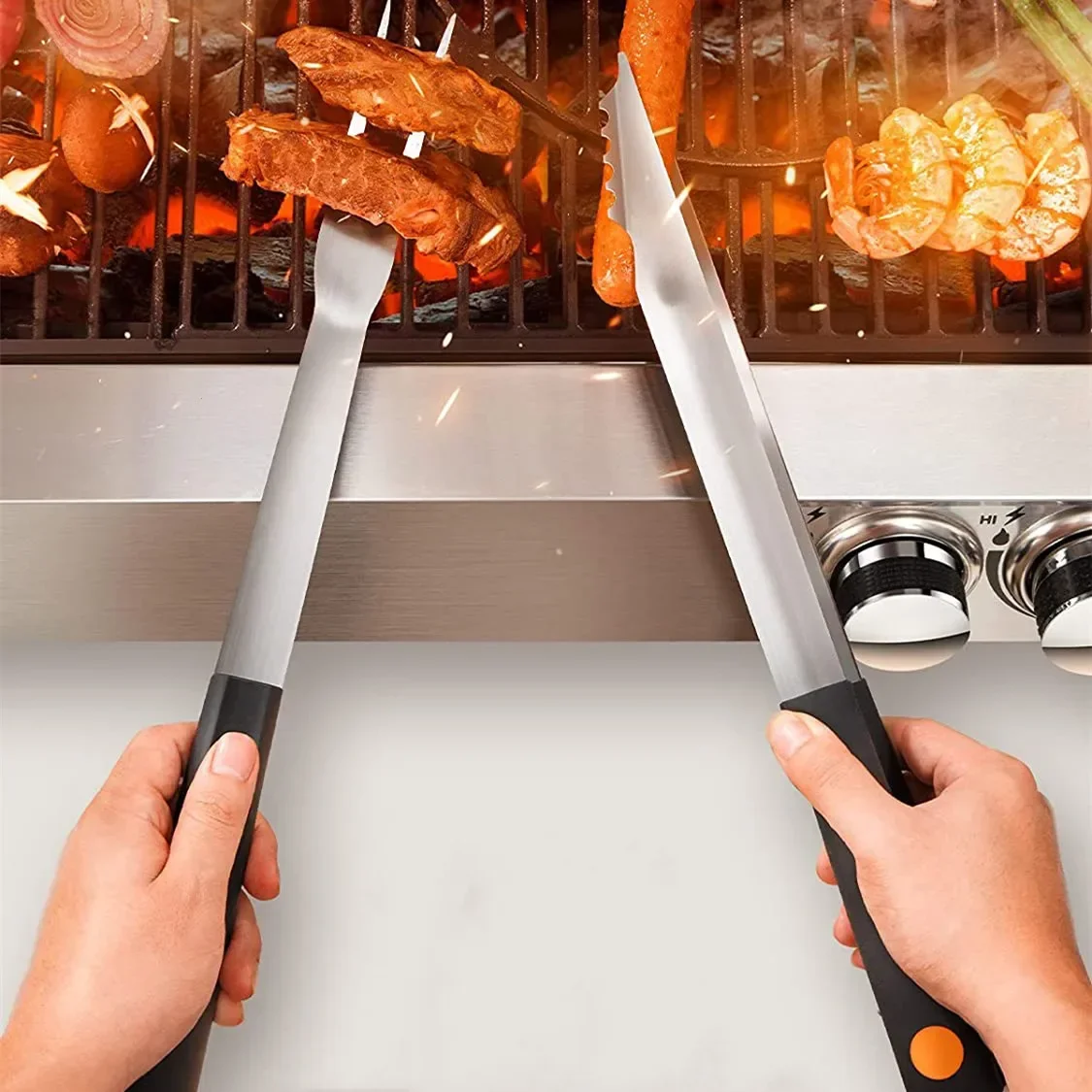 

5 шт. набор инструментов для барбекю, щетка для барбекю, вилка, щипцы, щипцы из нержавеющей стали, щетка для чистки гриля