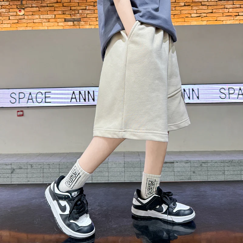 Big Boys Cotton Shorts With Letters Kids Cargo Shorts 5 6 7 8 9 10 11 12 13 14 Years Old Child Summer Short Pants High Quality