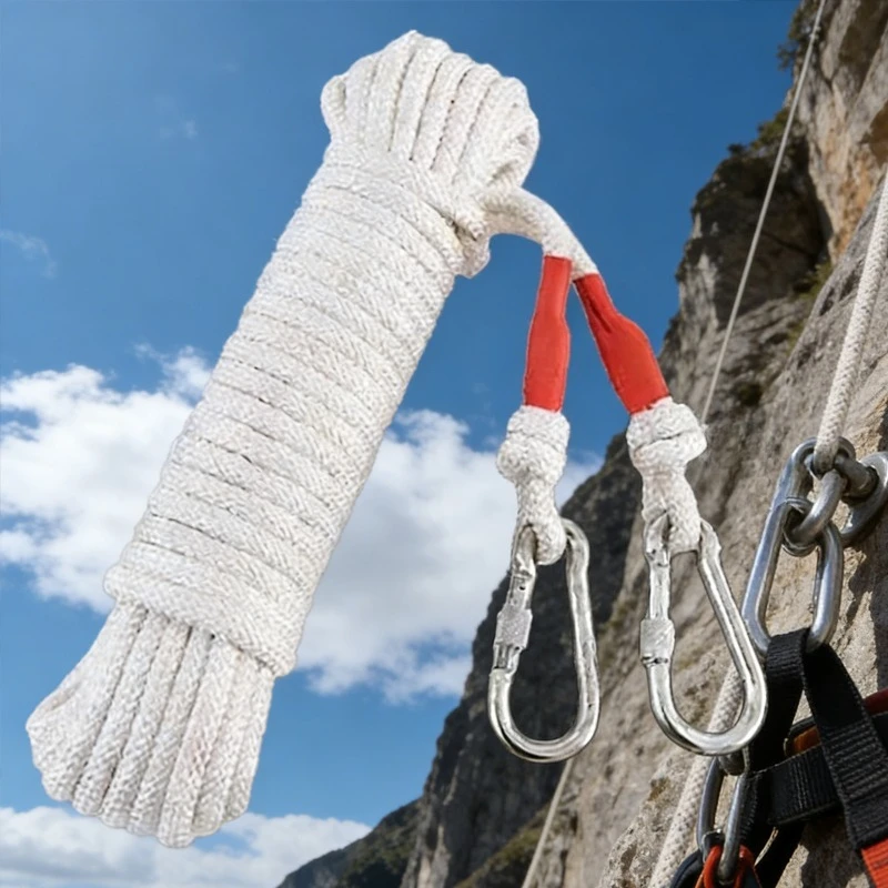 20M Clothesline Home Hanging String White Clothes Drying Ropes with Steel Wire Core Windproof Clothes Drying Rope for Outdoor