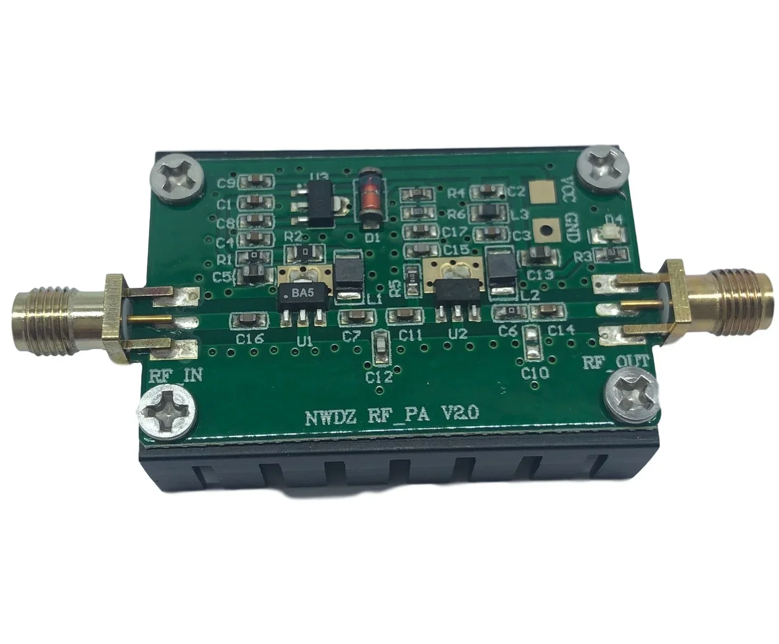 2MHZ-700MHZ RF Power Amplifier 3W 20dB Low Noise Broadband RF Power Amplification Module for HF VHF UHF FM Transmitter Radio