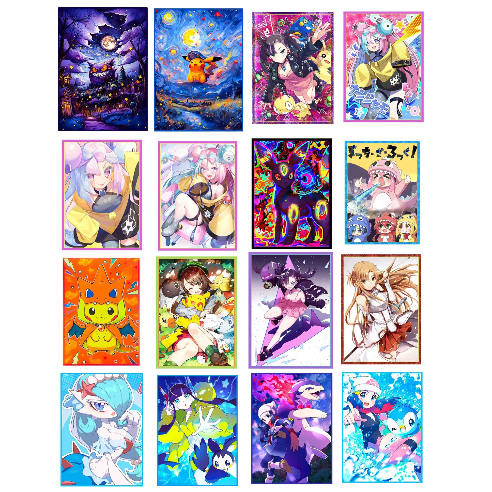 65Pcs/set 66X91Mm Diy Self Made Pokemon Marnie Iono Card Sleeves WS PTCG Color Flash Card Protective Cover Anime Cards Gift Toys