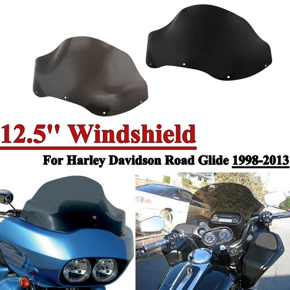 

Motorcycle 13" Wave Windshield Windscreen Screen For Harley Touring Road Glide Electra Street Glide FLHX FLTR FLTRX 1998-2013