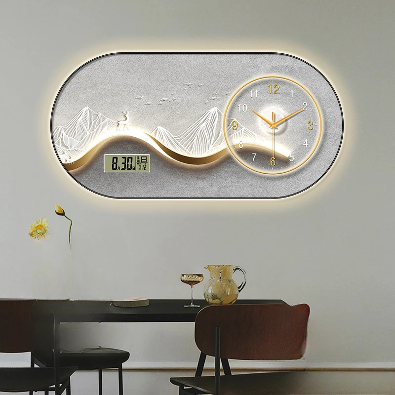 

With Light Stylish Wall Clock Interior Senior Modern Digital Art Wall Clock Kitchen Silent Orologio Da Parete Home Decoration