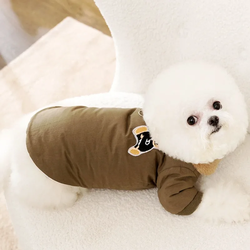 Mode Hund Unten Jacke Winter Warme Hund Kleidung Bär Druck Welpen Jacke Nette Weiche Katze Mantel Haustier Kostüme Französisch Bulldog Kleidung – Detail 12
