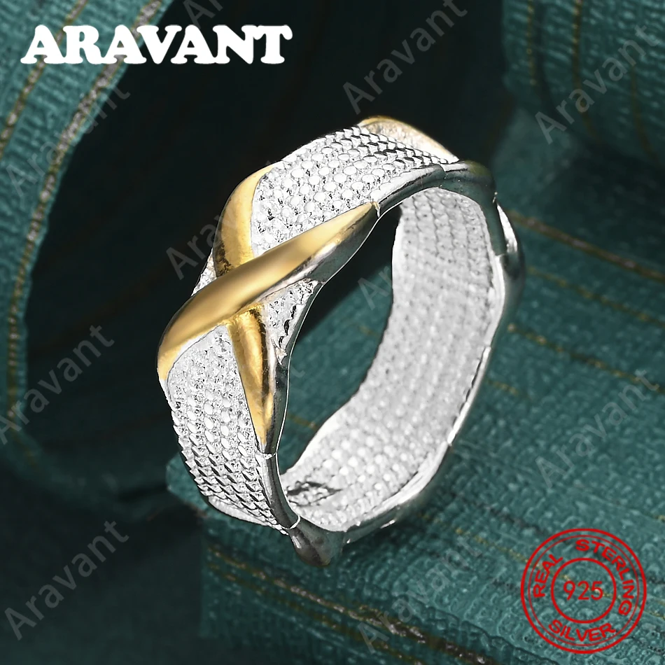 925 Sterling Silver Two-Tone Letter Ring (5-10 Sizes) - Women'S Commuter Accessory, Christmas Gift Jewelry
