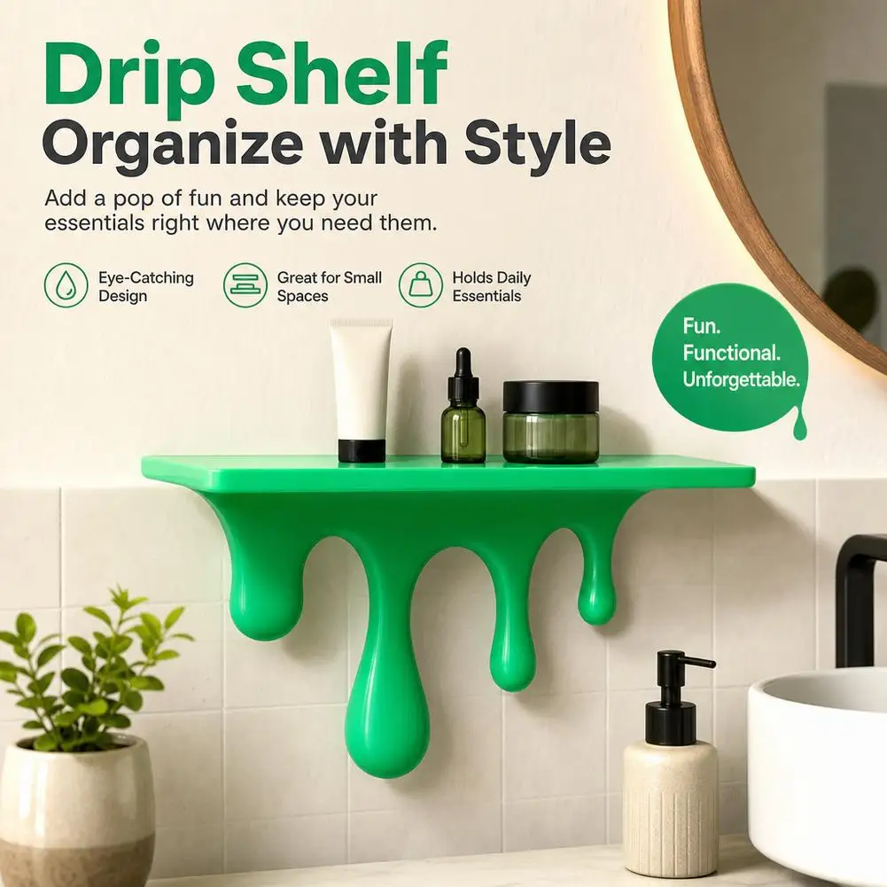 Creative Drip Floating Shelf Wall-Mounted Plastic Melting Wall Shelf Irregular Shape Artistic Decorative Wall Bracket