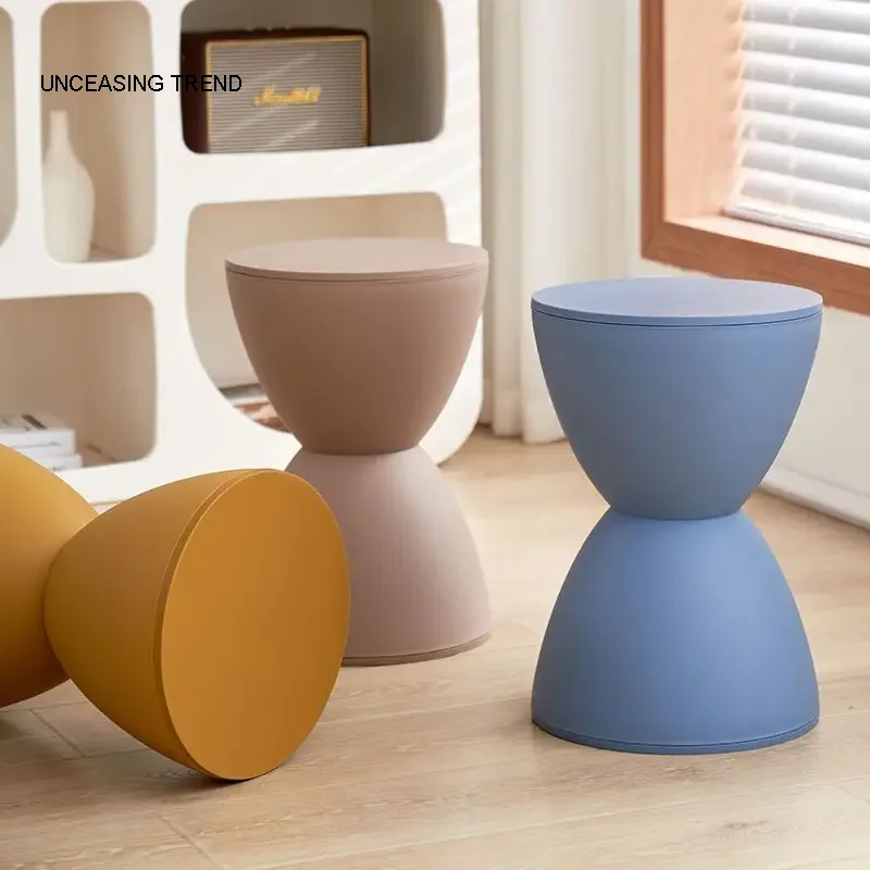 

Creative Hourglass Stool Living Room Coffee Table Plastic Round Footstool Shoe Changing Stool Nordic Home Stool Indoor Furniture