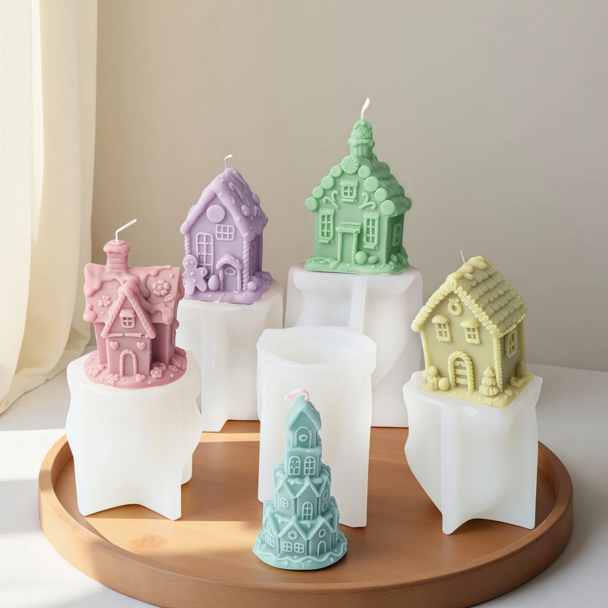 

3D Christmas House Candle Silicone Mold DIY Creative Cabin Log Cabin Aromatherapy Plaster Mould Home Christmas Decor Gift Tool