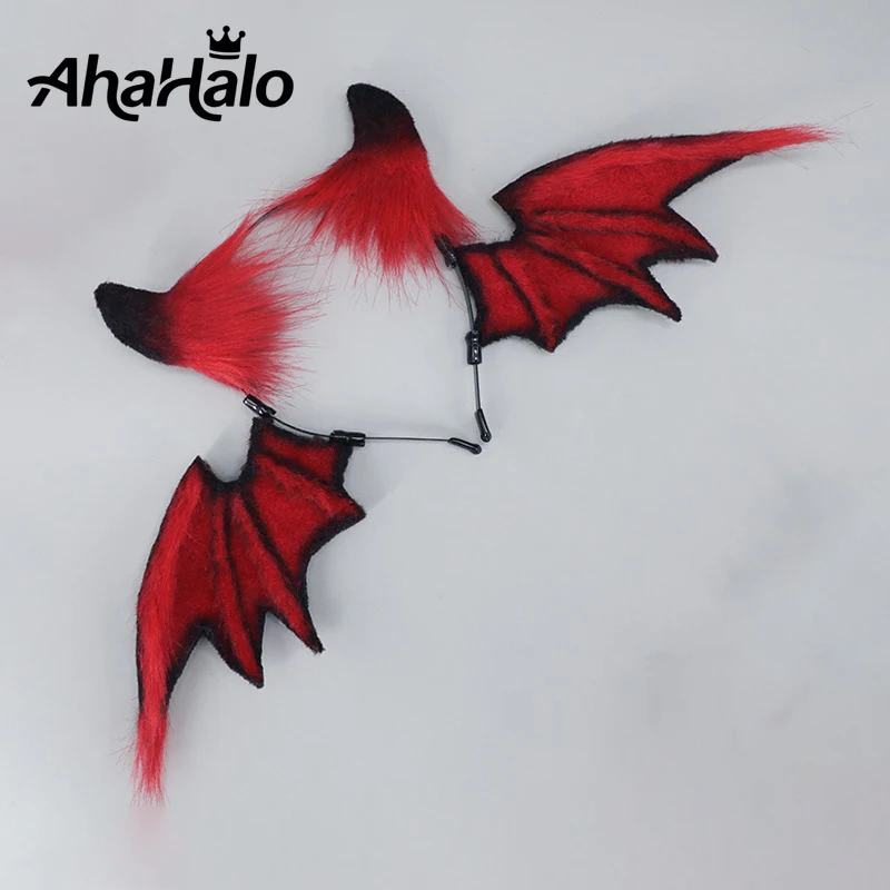 Halloween Bat Wing Headband Hair Clips for Women Girls Black Red Dragon Bat Ears Headpiece Devil Costume Accessories for Cosplay 4