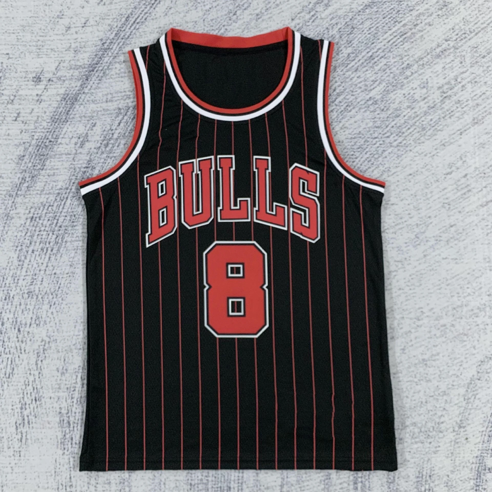 New Arrival Men\'s Vest USA Basketball Black Stripe Vintage Jersey 23 Jordan 1 Rose 8 LaVine 33 Pippen Jersey Street Sports Tops