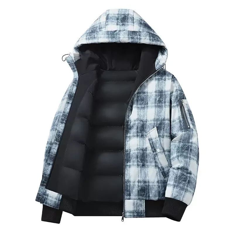 

New Winter Fashion Trend Printed Thickened Warm Hooded Cotton-Padded Jacket For Men's Casual Loose Sports Plus-Size Coat M-4XL