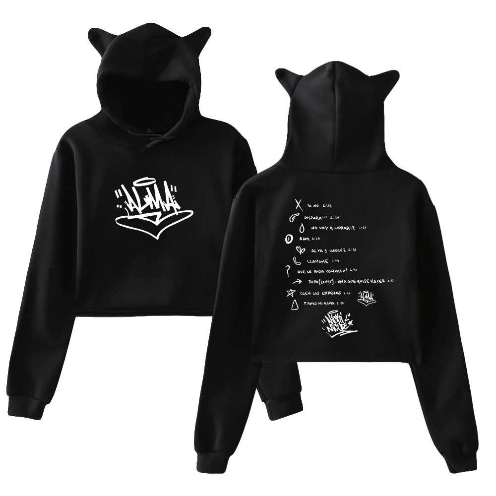 Nicki Nicole ALMA Merch Pullover 2024 Tour Cat Ears Hoodie Female Long Sleeve Crop Top Streetwear Women's Clothes