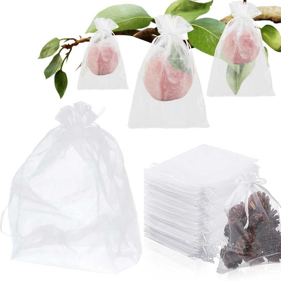 50pcs Plant Protection Mesh for Fruit Vegetable Bird Insect Prevention Breathable Mesh Bag Farm Orchard Gardening Supplies XJM