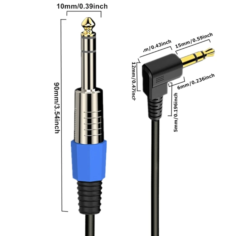 QX2B Cuộn Cáp Chuyển Đổi Thính Giác Âm Thanh Nổi TRS 6.35 Sang 3.5 Mm Đầu Nối Mạ Vàng Cho Nhạc Sĩ