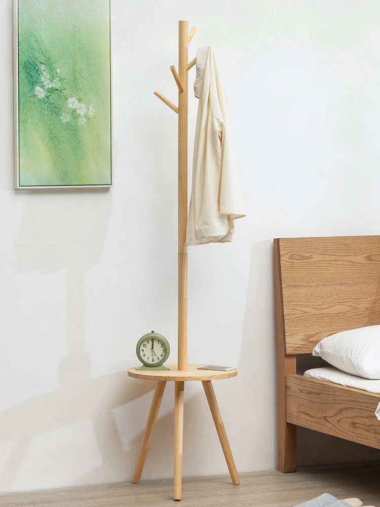 

Solid wood coat racks, floor-to-ceiling simple hangers, bedroom household cabinets, clothes bags, simple and modern