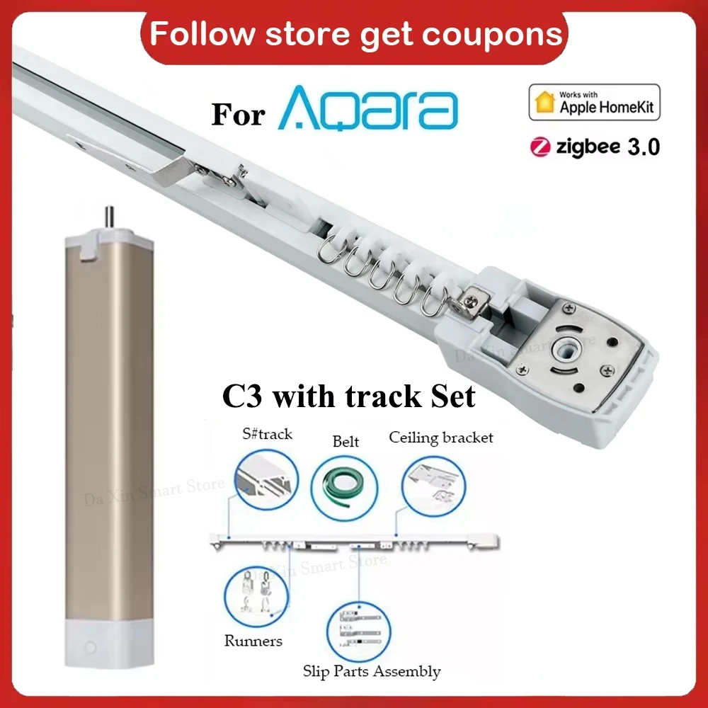 

Aqara C3 Drive Motor Zigbee 3.0 and Smart Electric Curtain Track Super Silent Private Custom Curtain Rail Set Control System