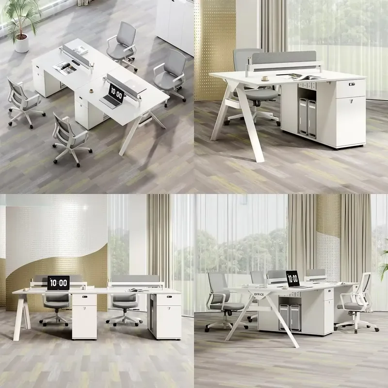 New Arrival Luxury Office Furniture Contemporary Computer Table Workstation Modern Staff Desk Chair Set for Office