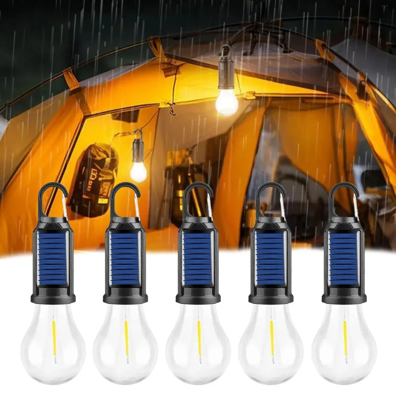 

1-10PCS Solar Powered LED Lighting Hanging Lights Outdoor Tent BBQ Atmosphere Light Portable Waterproof Camping Light