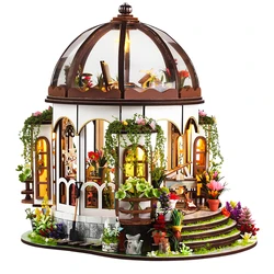 DIY Wooden Miniature Model Kit Hanging Garden Casa Doll Houses 3D Puzzle Dollhouse With Furniture for Friends Christmas Gifts