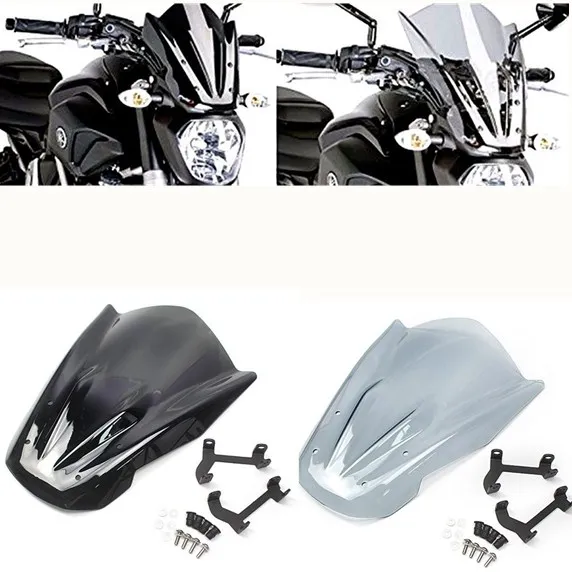 Motocycle Windshield Windscreen With Mounting Brackets For Yamaha MT-07 FZ-07 MT07 FZ07 MT FZ 07 2013-2017 Flyscreen Wind Shield