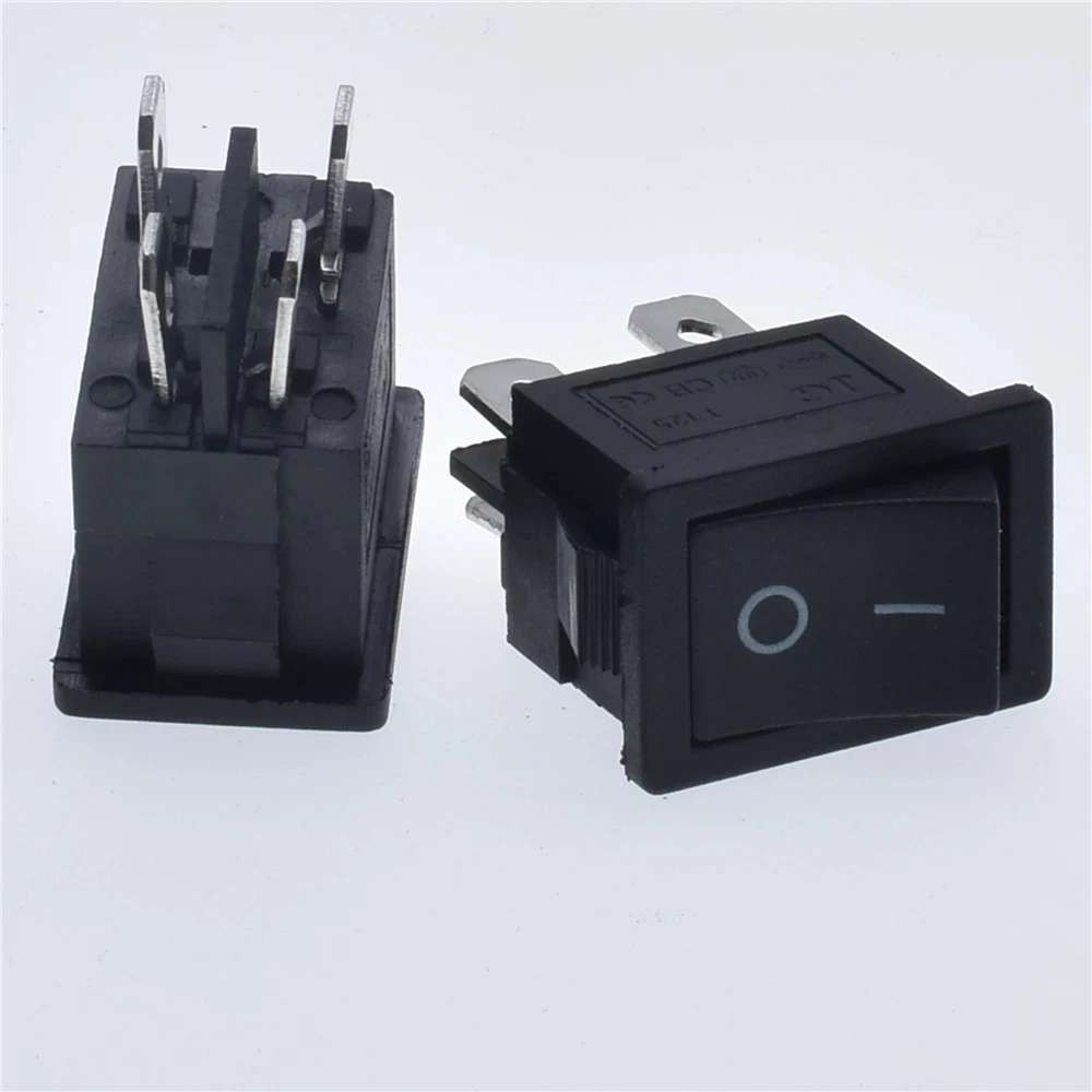 5 PCS/LOT KCD1 4 Pin 21*15mm ON-OFF Boat Car Rocker Switch 6A/250V AC 10A/125V AC Mini Black On/Off  two position toggle Switch