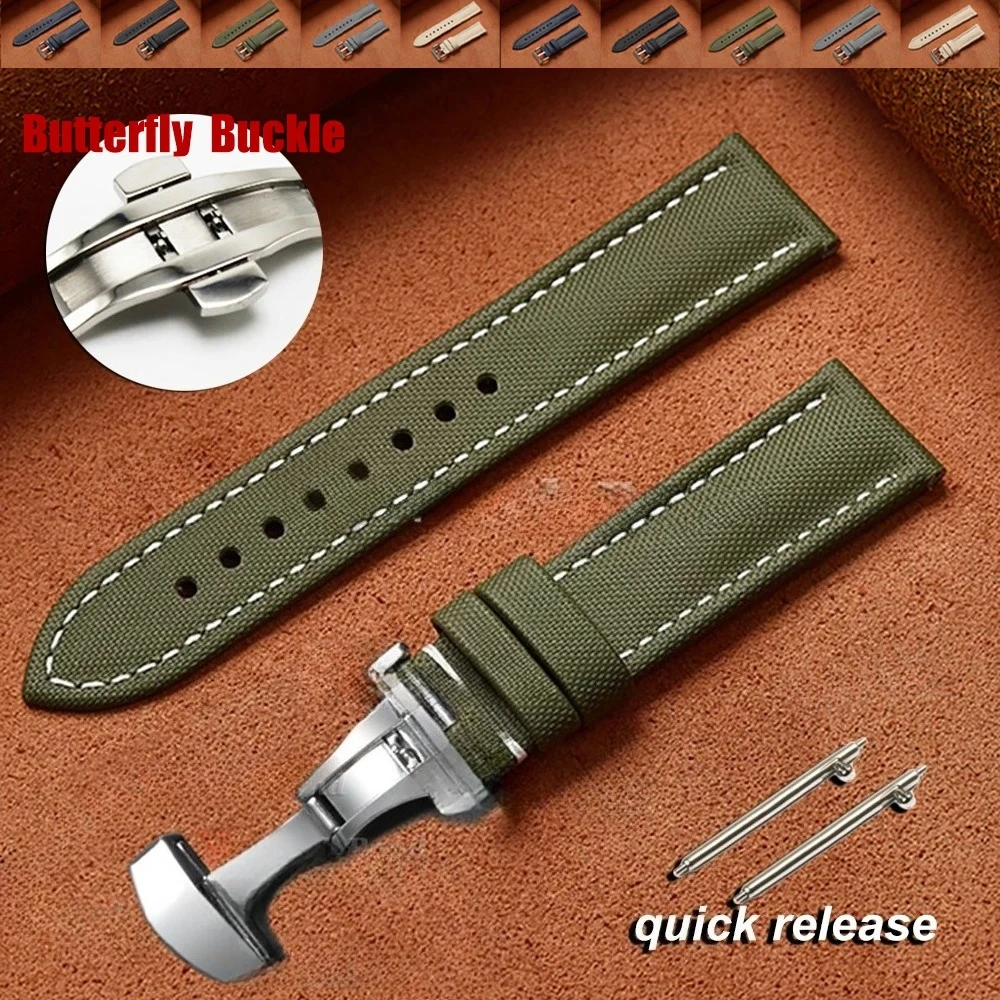 

Для Omega Seiko Business Sailcloth ремешок для часов 18/19/20/21/22 мм с пряжкой-бабочкой водонепроницаемый мужской и женский быстросъемный ремешок для часов2026