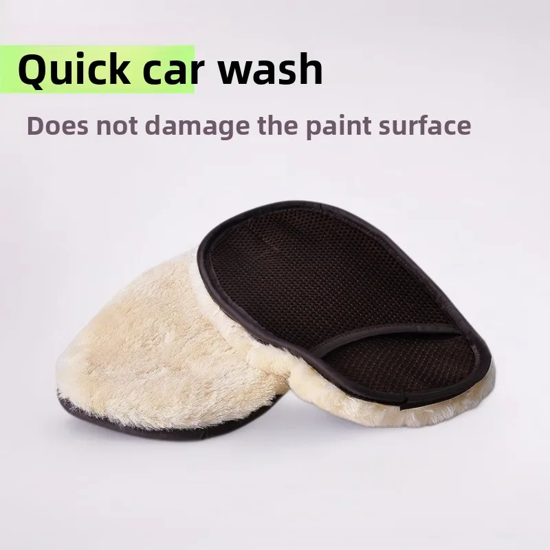 3Pcs Faux Wool Car Washing Mitt, Polishing Waxing Glove for Vehicle Interior Exterior Car Cleaning Tool Car Care Accessory