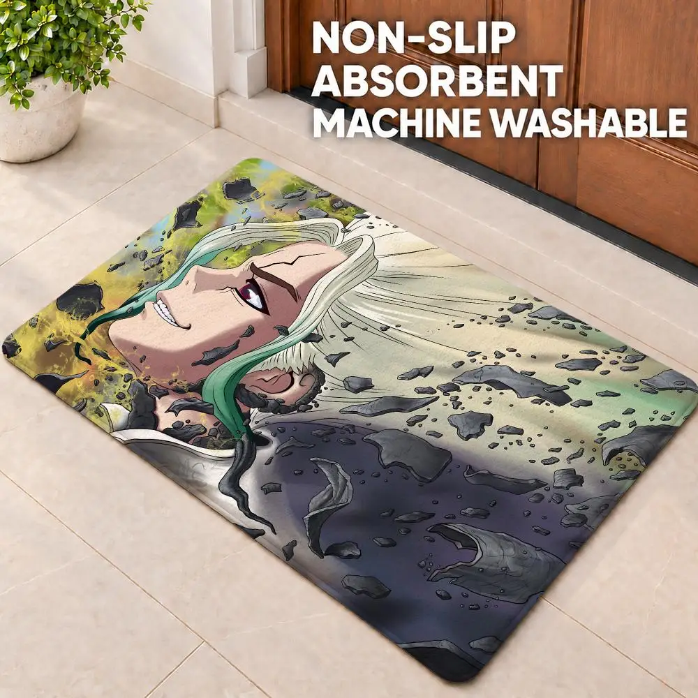 anime Dr. Stone Floor Mat Doormat Non-Slip Floor Mat Rug for Bathroom Kitchen Entryway Indoor Outdoor Home Decor