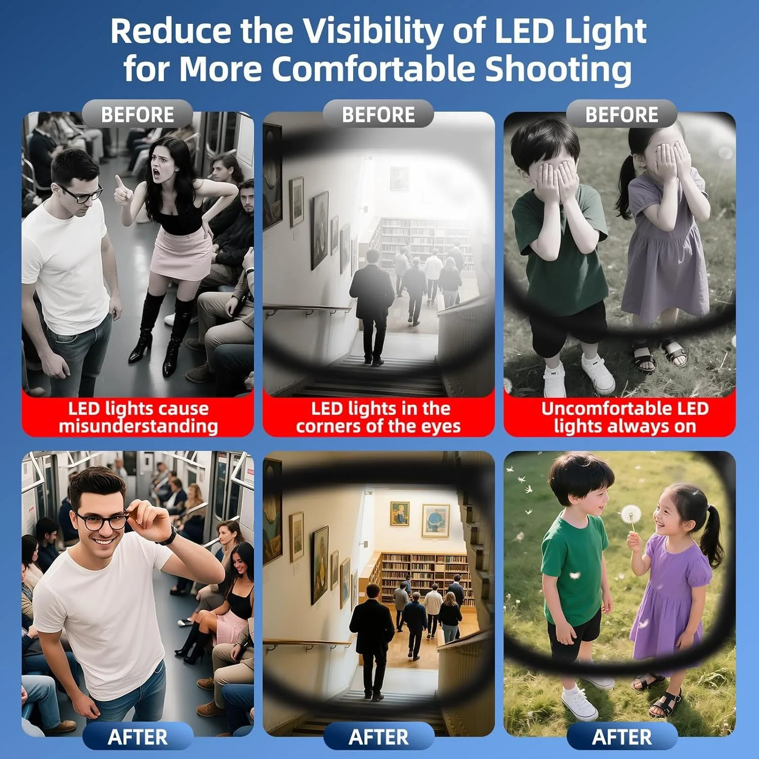 4pcs Led Light Cover for Meta Wayfarer Skyler Headliner Smart Glasses Adjustable Light Blocker Glasses Shade Cover  view 5