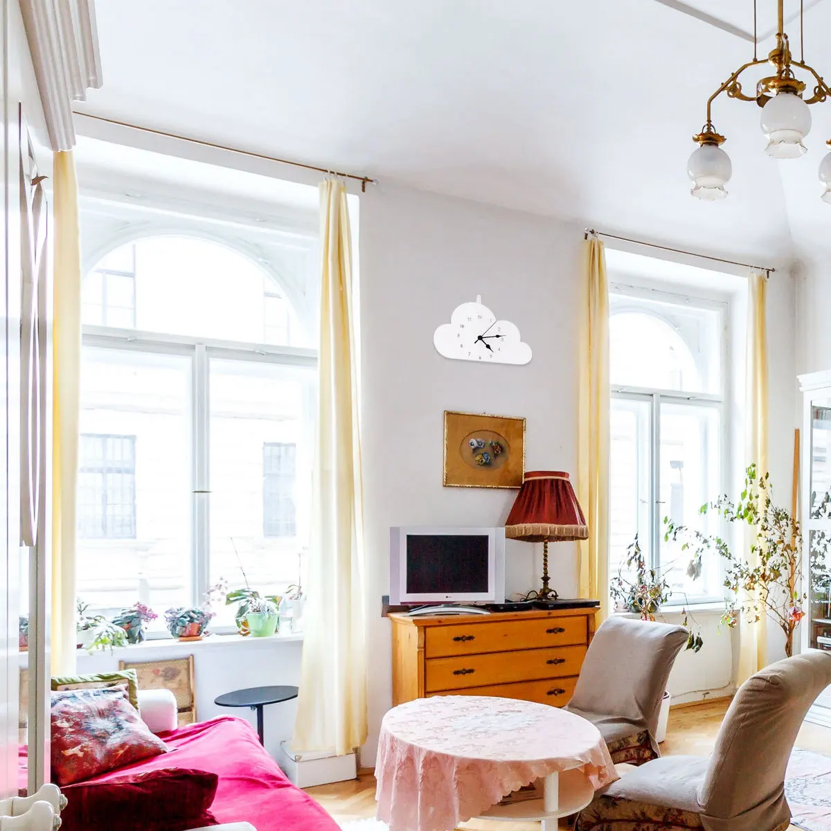 

1pc Cloud-Shaped Nordic-Style Desktop Clock Hollow Out Numbers Silent Wall Clock For Bedroom Home Decor White