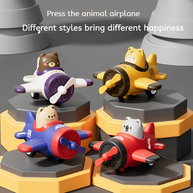 Bambino Press and Go Aereo Cartoon Baby Mini Modello di aereo con ruote Giocattoli Divertenti giocattoli interattivi genitore-figlio Regali per bambini