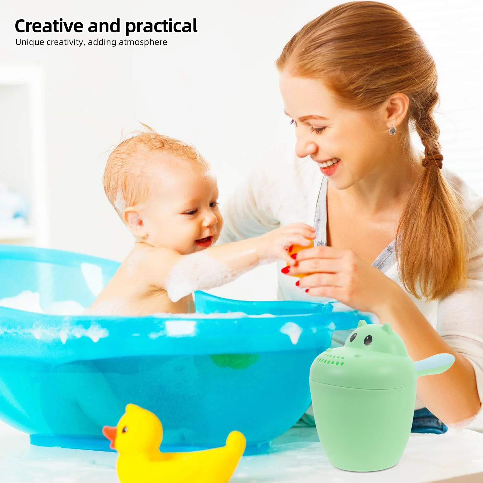 

Hippo Shaped Baby Bath Rinse Cup Adorable Design Easy to Hold Versatile Use for Rinsing Hair Shower Ladle Baby Shampoo Rinse Cup