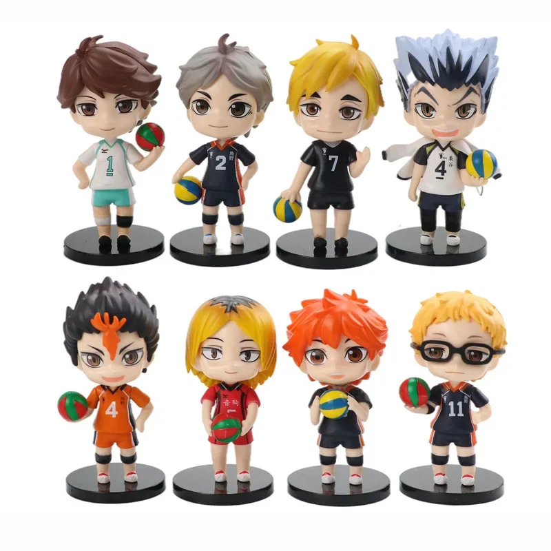 8Pcs/Set Second Generation Anime Haikyuu Volleyball Junior Figure Q Version 7-10cm Shoyo Hinata Sugawara Koushi Dolls Kids Gift