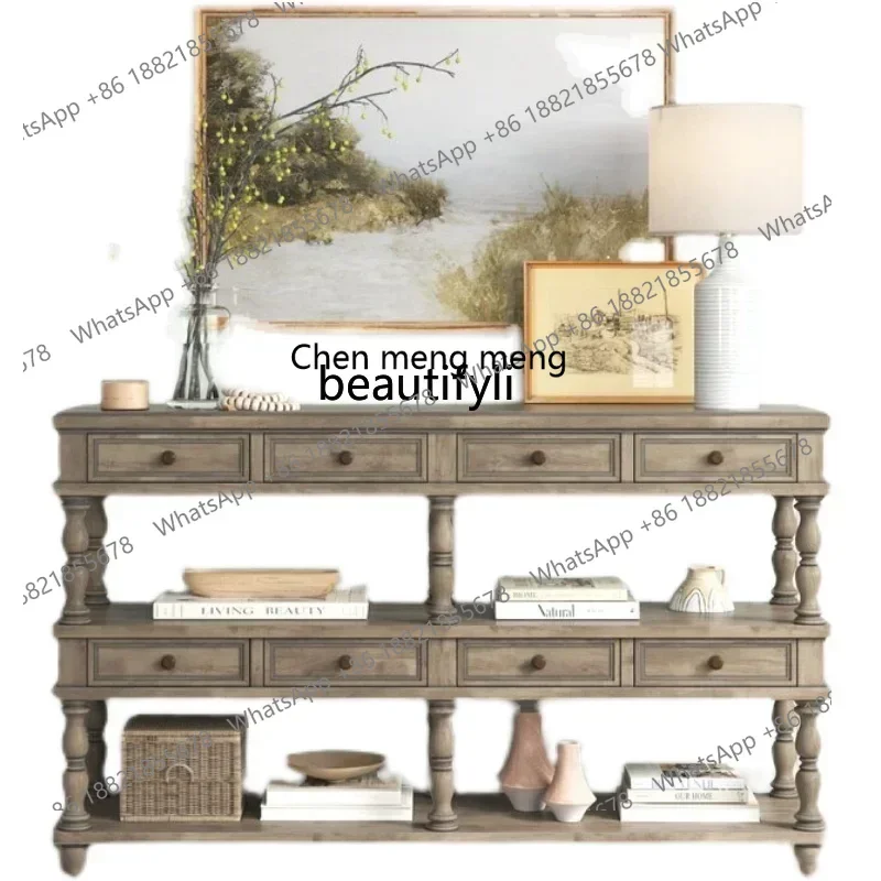 

SS ss7486 French foyer retro entrance cabinet dining side table antique entrance table, American solid wood entrance table