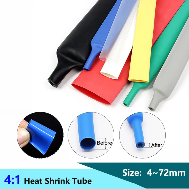 1/2/5/10/25M 4:1 Heat Shrink Tube With Glue 4 6 8 12 16 24 36 40 52mm DIY Electronic Wire Connection Cable Insulation Sleeve