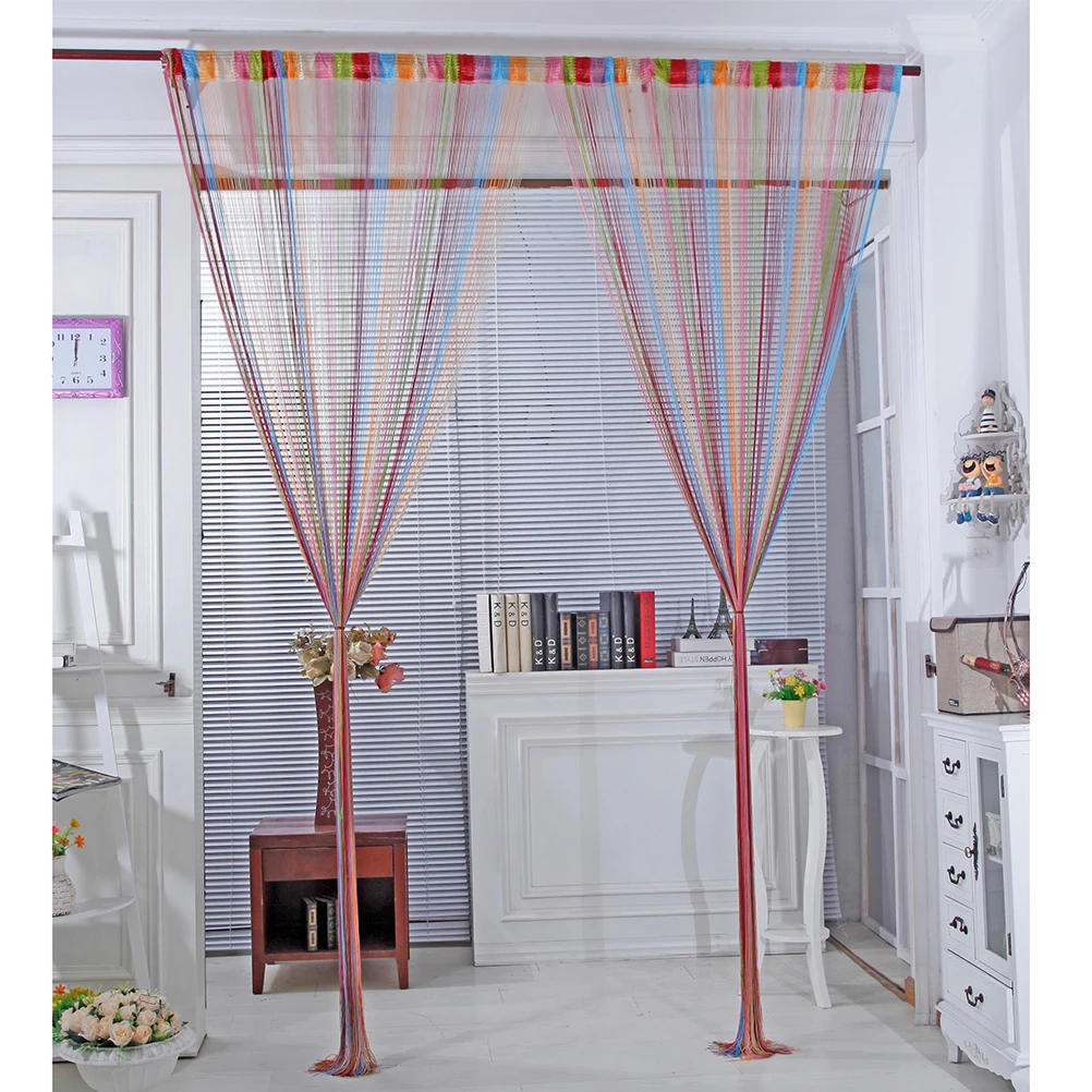 

Multicolor Thread 100x200cm Washable Drapes Curtains Room Divider for Bedroom Living Room Doorway Decor
