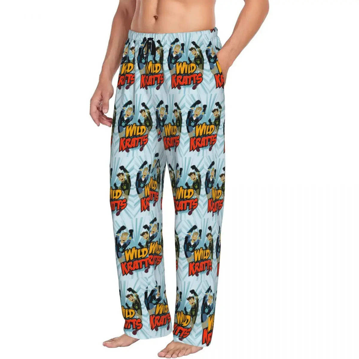 Custom Pattern Logo Wild Kratts Men Pajama Pants Lounge Sleep Sleepwear Bottoms with Pockets