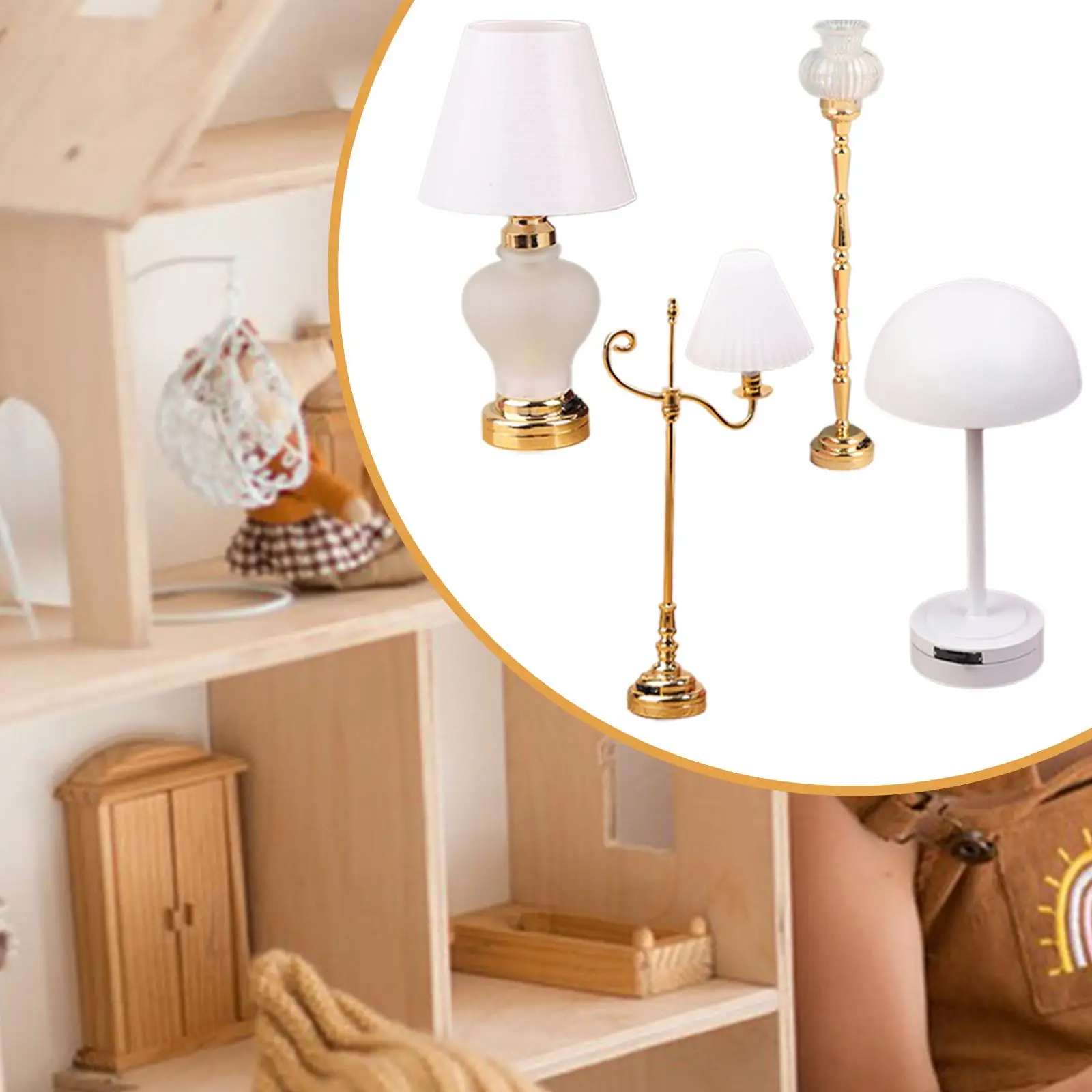 

Dollhouse Lamp Metal Dolls House Accessories White Miniature Furniture Decorative Item Mini Lamp Dollhouse Decoration 1 12 Scale
