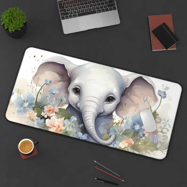 

Baby Elephant Pattern Table Mat, Cute Animal Desktop Decoration, Non-Slip Waterproof Gaming Mouse Pad, Perfect Gift for Friends