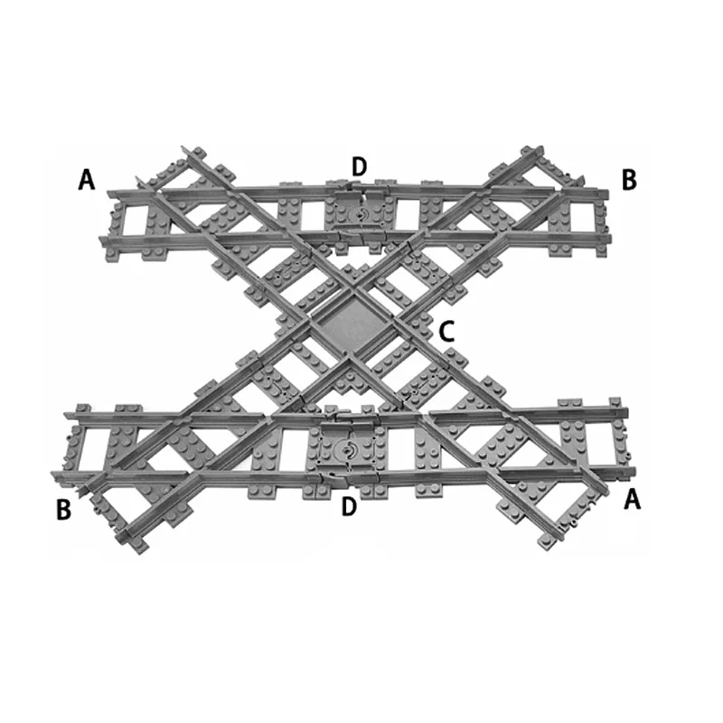 Compatible With LEGO Rail Car City Train MOC Building Blocks ​​Railway Tracks Parts Cross Track Bidirectional Track Bricks Toys