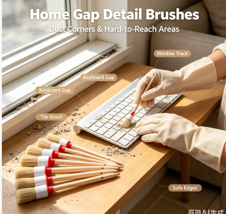 6Pcs Premium Bristle Paint Brushes with Smooth Wood Handle for House Painting Stain Plaster Varnish Acrylic Detailing Car