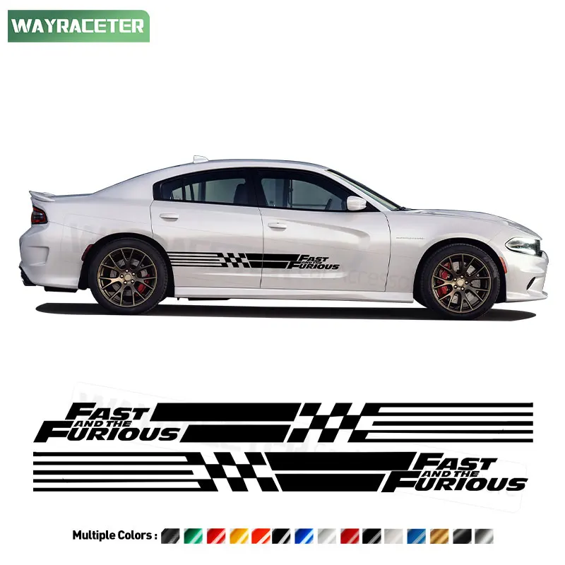 

Edition Fast And The Furious Graphics Carbon Fiber Vinyl Racing Stripe Door Side Sticker For Dodge Charger SRT Hellcat SXT Demon