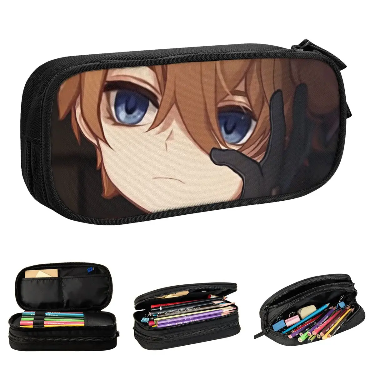 Childe Genshin Impact Game Pencil Case Anime Pencil Pouch Pen Box for Student Large Storage Bag Students School Gift Stationery