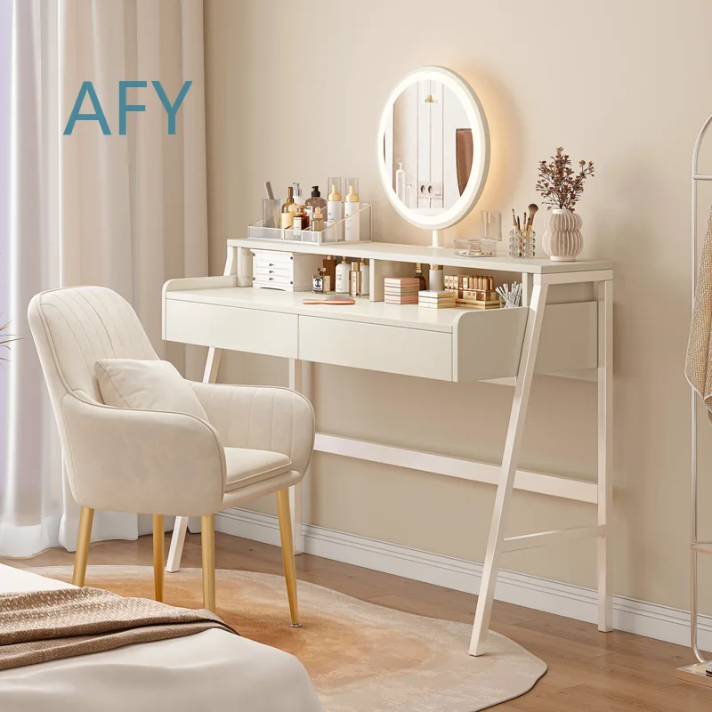 Creamy Style Dresser for Bedroom Modern Minimalist Makeup Table Vanity Desk 2024 New Small Master Bedroom Dresser for IKEA