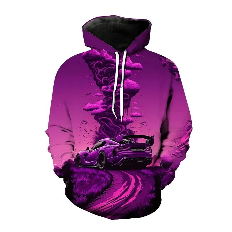 

Men's Sport Hoodies 3D Sports Car Print Pocket Tops Coat Loose Sweatshirt Long Sleeve Pullover Hooded Sweaters Women's clothes