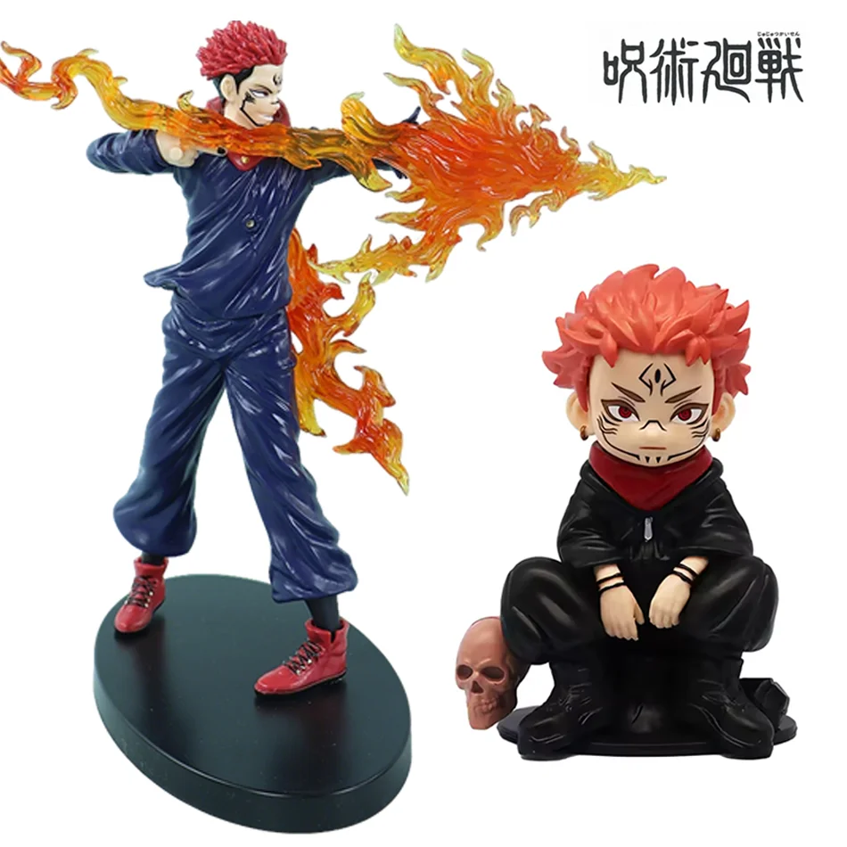 Heißer Jujutsu Kaisen Yuji Itadori Stehende Kampfversion Q-Version Figur Modell PVC Sammlerstück Desktop-Ornament Geschenk für Jungen