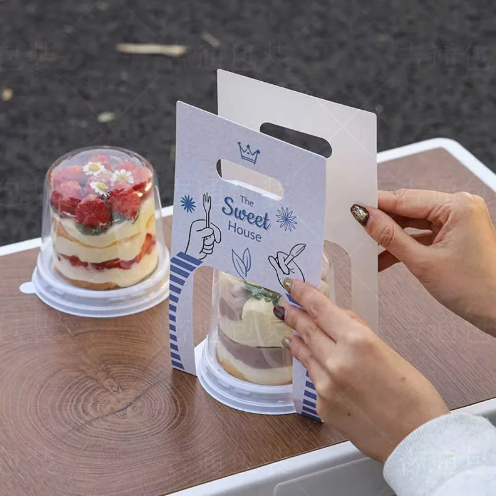 Mini Cake Packaging Box Portable Transparent Semicircle Cupcake Container Mousse Dessert Fruit Box Party Supplies