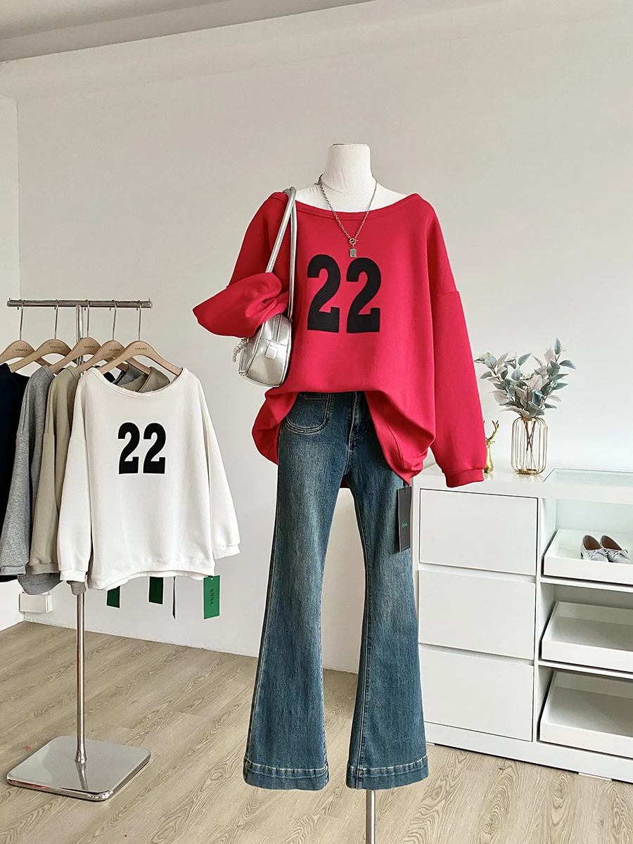 2025 Autumn New Style Korean Simple Commuter Casual Fashion Long Sleeve Sweatshirt Loose Fit Women's Top Versatile Comfortable
